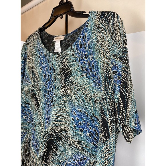 Drapers Damons, Womens, Blouse, 2X Peacock Feather, Short Sleeves - Picture 12 of 16